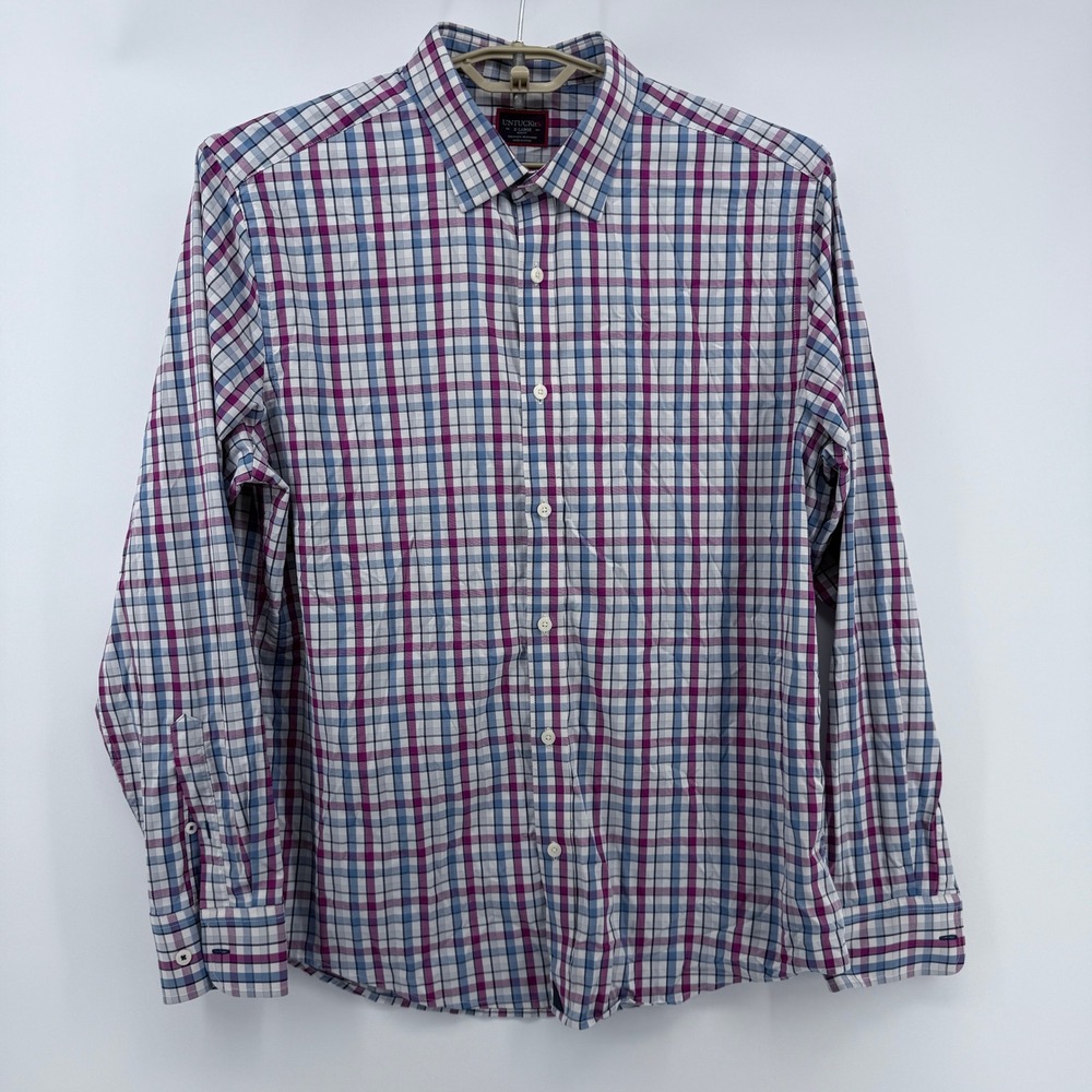 UNTUCKit Button Down‎ Shirt Mens X-Large Slim Fit Plaid Nylon Spandex - Picture 2 of 9